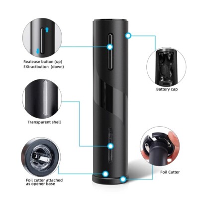 Electric Automatic Wine Bottle Opener Cutter Cordless Tool Kit Corkscrew Foil AU