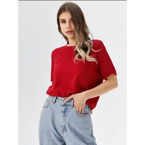 Alfred Dunner Womens PL Red Short Sleeve Crewneck Knit Sweater Embellished NWT