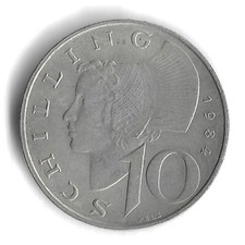 1984 Austria 10 Schilling World Coin - Mintage 7,936,000 - KM# 2918