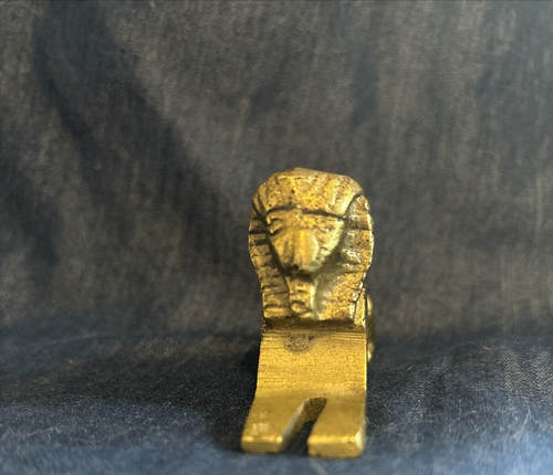 Vintage Brass Egyptian Sphinx Solid Heavy Paperweight Trinket Small - Picture 2 of 6