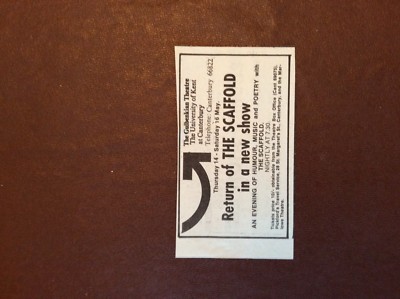 G1m Ephemera 1970 Reklame Retoure des Gerüsts Gulbenkian Theater Kent