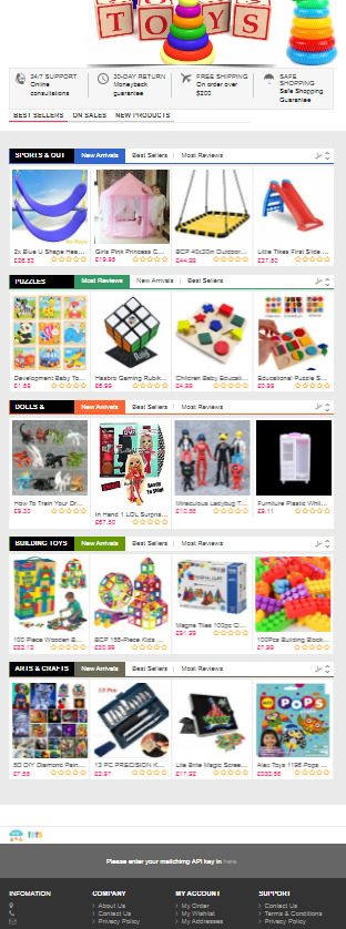 Ready made Dropshipping website Free hosting & set up - Kids Toys
