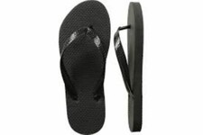 Kids Basic Black Boys Girls Rubber Flip Flops Beach Sandal 11/12 13/1 2/3 Unisex