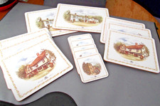 Set tovagliette e sottobicchieri - Old English Inns - set 14 pezzi