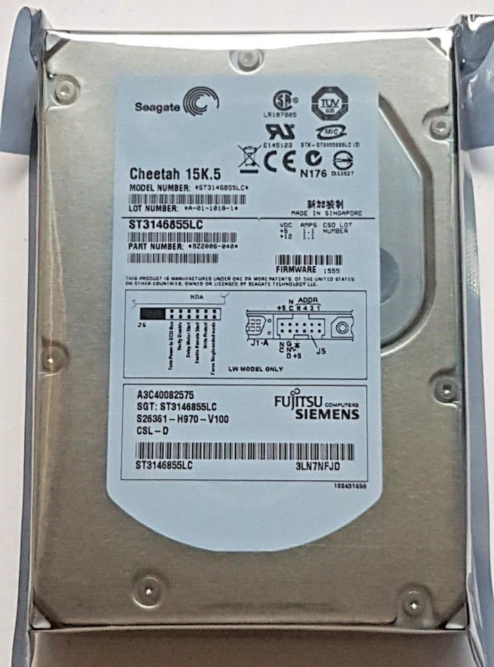 146 GB Seagate Cheetah 15K.5 ST3146855LC U320-SCA SCSI 80pin 3,5 Festplatte Neu