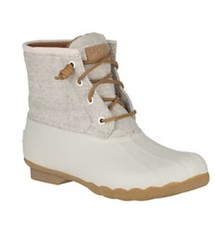 Women's Sperry Saltwater Emboss Wool Duck Boots Off White Size 6.5 Wide Sts82473