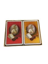 Piatnik Playing Cards Red Yellow Mozart Portrait Vintage Made in Austria 2 Decks