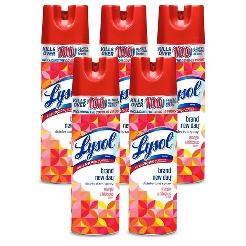 NEW Lysol Disinfectant Spray Mango Hibiscus Brand New Day 19 oz 3 Pack
