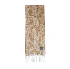 Cejon Beige Tan Paisley 100 Acrylic Scarf Shawl Fringe Made In Italy Winter