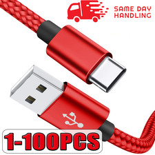 Heavy Duty Braided USB C Type-C Fast Charging Data Sync Charger lot Long Cord