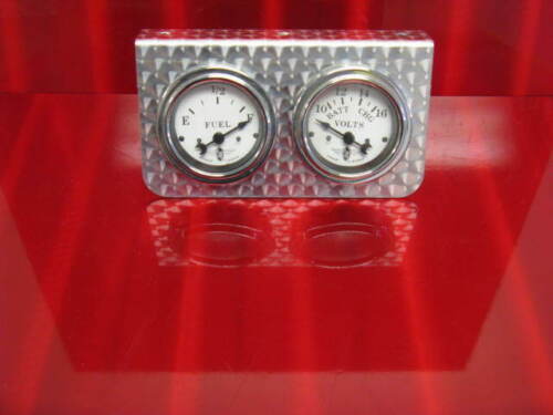 Stewart Warner style 2 1/16" under-mount gauge panel engine turned 2 hole - Picture 3 of 3