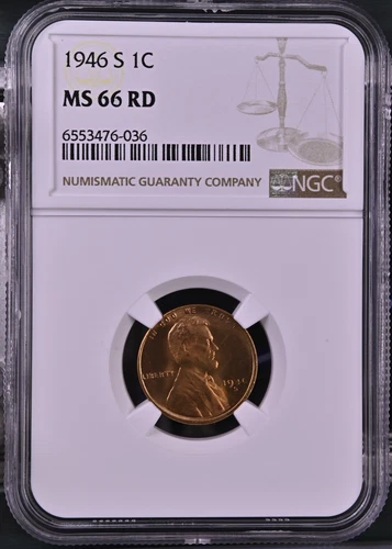 1946-S 1C RD  Lincoln Wheat One Cent NGC MS66RD   6553476-036