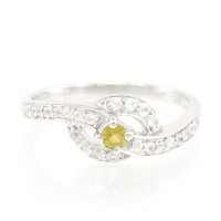 Cavill Turmalin Ring 0,09Ct Zirkon Sterlingsilber Platiniert Damen