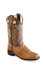 Old West Children's Tan And Brown All Over Leatherette Broad Square Toe Boots