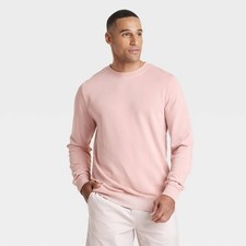 Goodfellow  Co Men's French Terry Crewneck Pullover Sweatshirt LARGE Pink