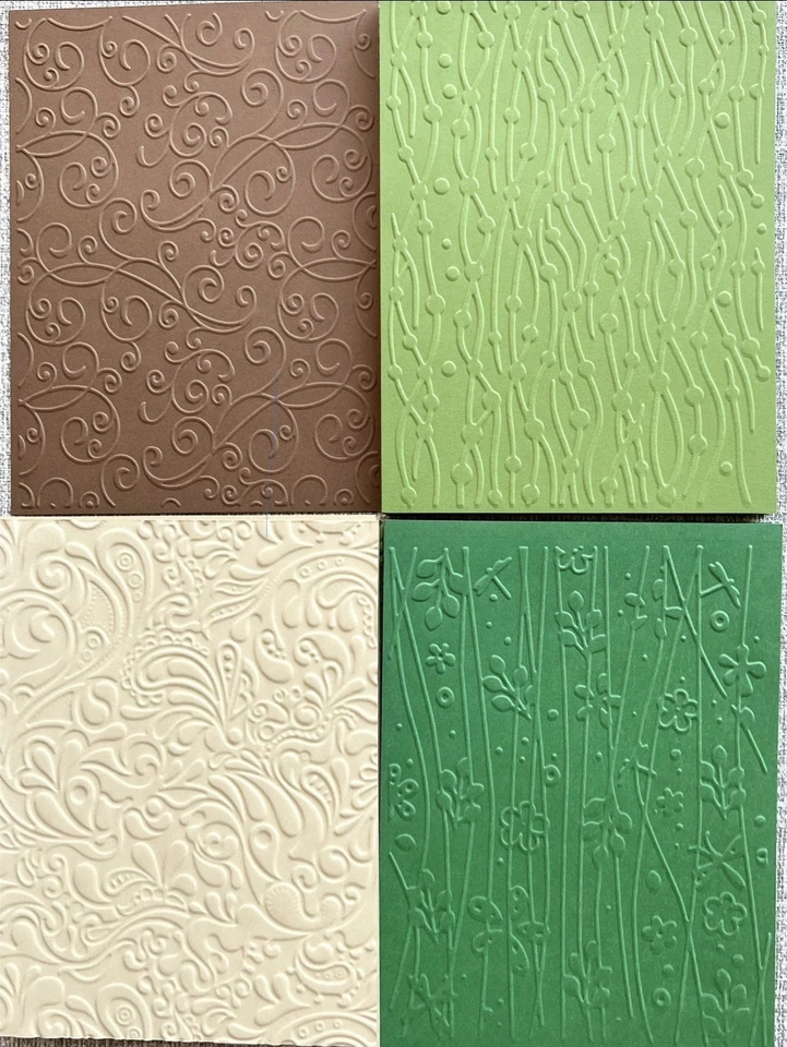 100 Pcs Embossed Cardstock, Green/brown Shades, Card Toppers, Journal Ephemera - Image 3 of 4
