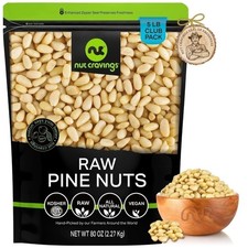 Nut Cravings Raw Pine Whole Pignolias Fresh Natural Snack Kosher Resealable Bag