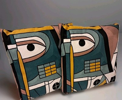 Kissen ZWEI Gisela Graham bestickt abstrakt Geo Kissen super Design 