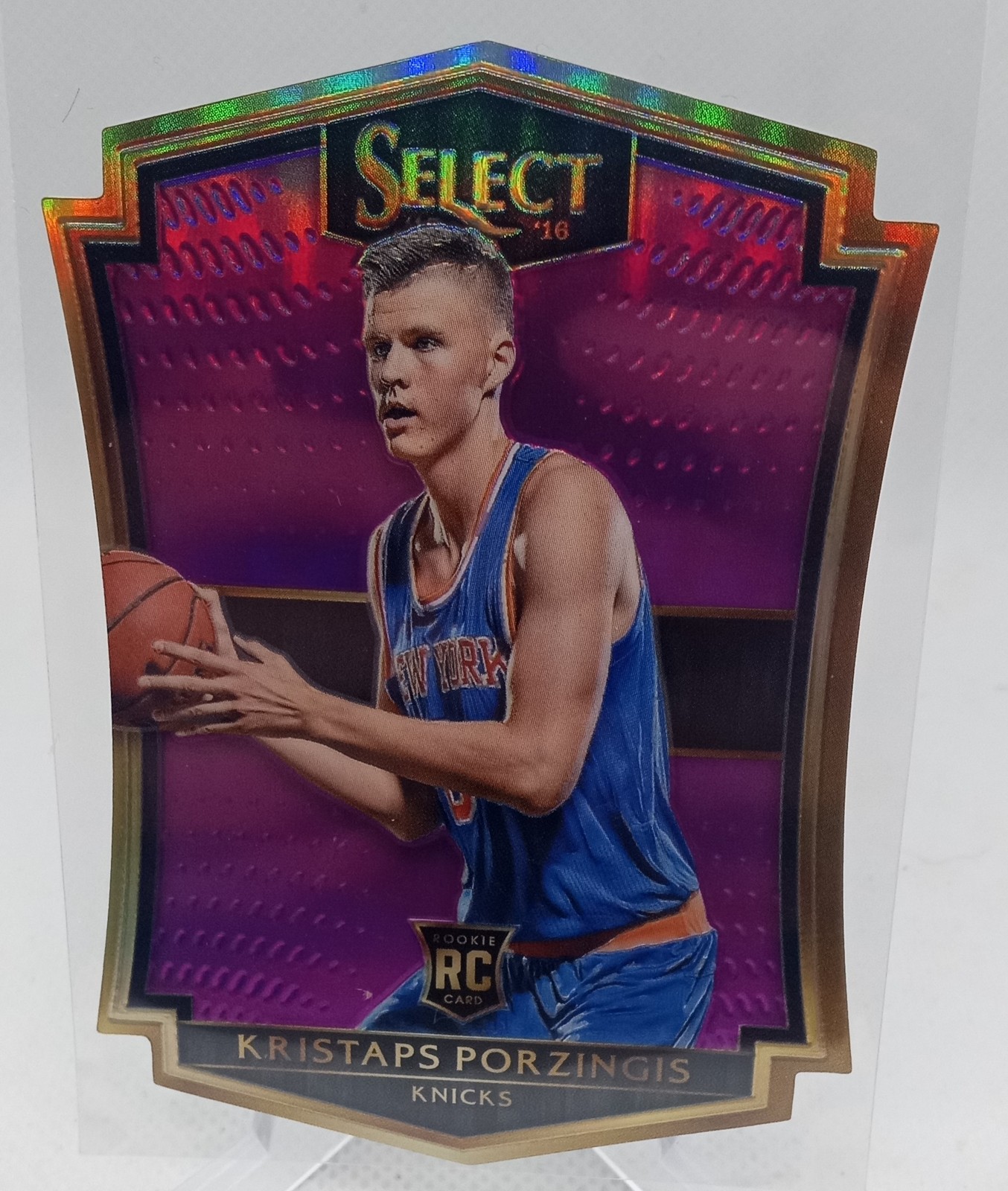 2015-16 Panini Select #196 Kristaps Porzingis Purple Prizm Die Cut Rookie #/99
