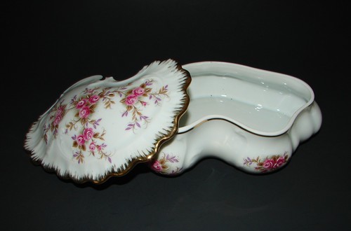 Limoges Porcelain Dresser Jewelry Powder Box Pink Roses Gold Trim France 7" - Picture 10 of 14