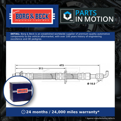 Brake Hose Front Right BBH7222 Borg & Beck Hydraulic 9094702644 9094702813 New