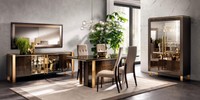 Esstisch StüHle Kommode 8Tlg. Esszimmer Set Gruppe Garnitur Tisch Arredoclassic