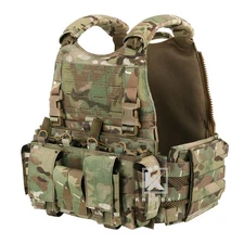 KRYDEX Tactical SCARAB Plate Carrier and MF IV Placard Front Panel Pouch MC Camo