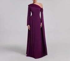 Custom Evening Dress Custom One Shoulder Long Sleeve Floor Length A Line Formal