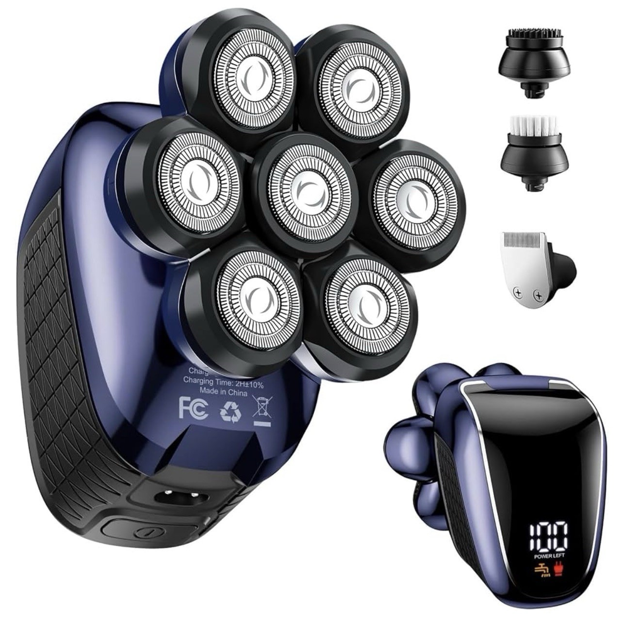 7D 5-in-1 Shaver Cordless Hair Trimmer Bald Head Razor Electric For Men Wet Dry