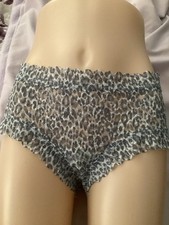 VICTORIA'S SECRET BLUE LEOPARD CHEETAH LACE LACIE CHEEKY PANTY size XL