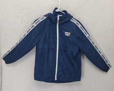 H M Jacket Boys 10-11 Years Blue United Vibes Windbreaker Hooded Full Zip Youth