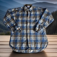Vintage 60s Pendleton Board Shirt S Shadow Plaid Wool Loop Collar Pocket READ D