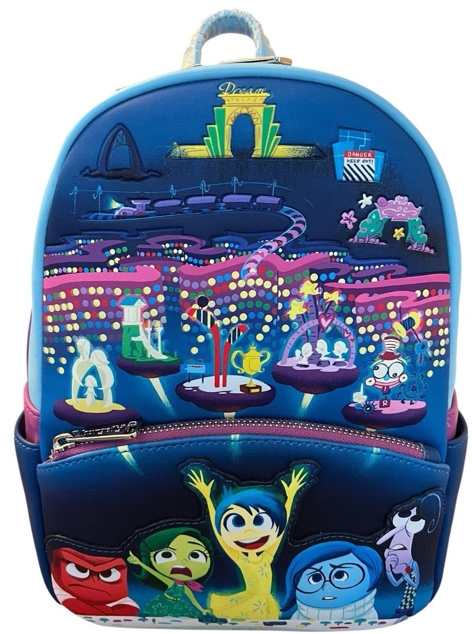 Mini mochila Loungefly Pixar Moments panel de control interior exterior brilla en la oscuridad nueva con etiquetas
