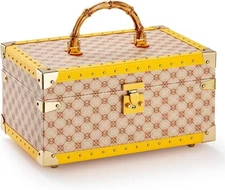 Vee Jewelry Box, Case with 3 Layer, Vintage Organiser yellow 