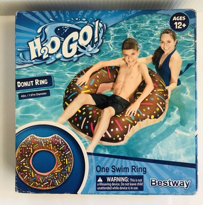 H2O Go Inflatable 1 Swim Donut Ring Pool Float 42 In/1.07m Dia w/ One Side Bite