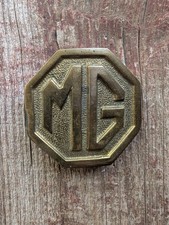 Vintage Mg Motors Solid Brass Belt Buckle
