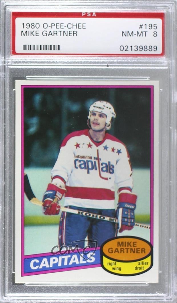 1980-81 O-Pee-Chee Mike Gartner #195 PSA 8 HOF 0f8