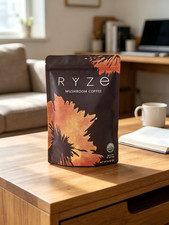 RYZE Organic Mushroom Coffee 30 Servings, Vegan with Lions Mane  Reishi