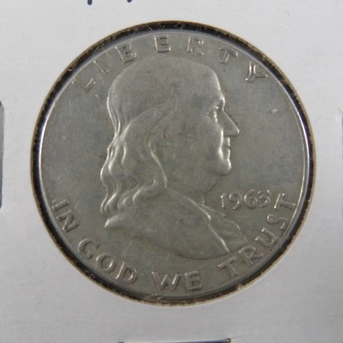 1963 Franklin Half Dollar • 90% Silver • Nice Details