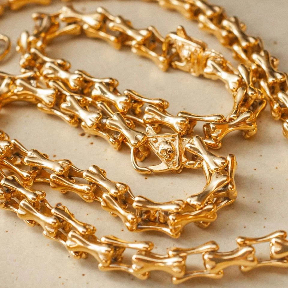 Brazalete Vintage American Retro LA Noise Hueso Dorado - Para Hombre Rock Punk Gótico Foto 4 de 4