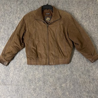 VTG Wilson s Adventure Bound Leather Bomber Jacket Mens Large Thinsulate Brown 