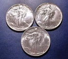 Lot of (3) Gem BU 1987 American Silver Eagles