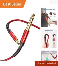 4FT Red Male-to-Male Auxiliary Audio Cable - Braided High-Fidelity Connection