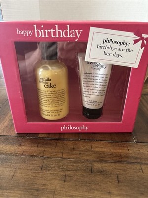 Philosophy Happy Birthday Vanilla Cake Shower Gel Bubble Bath 8oz & 2oz Lotion