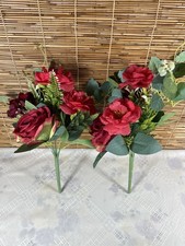 2 Bouquets 13" Silk Rose, Bud Artificial Flower Bushes Wedding Party Decorations