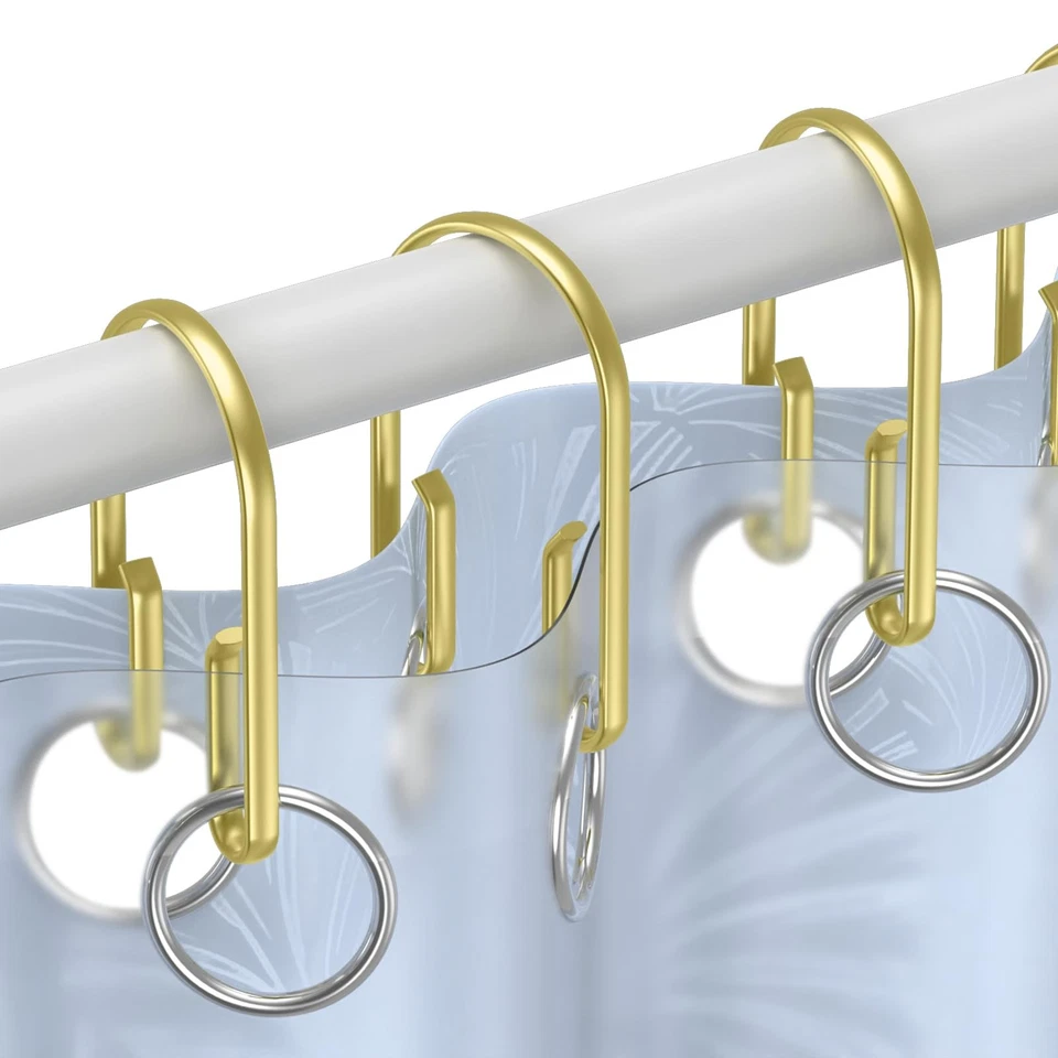 Anillos de ganchos de cortina de ducha dorados, anillos de cortina de ducha de doble cara a prueba de óxido, 12 Foto 2 de 4