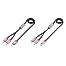USB A/Type C to Double Type C Cable 60W Power Delivery And Data Transfer 150cm
