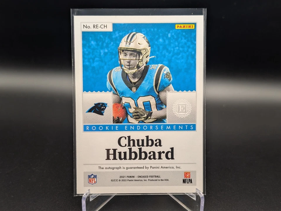 2021 Panini Encased CHUBA HUBBARD Rookie Endorsements Auto /50 *JERSEY # MATCH* - Image 2 of 2