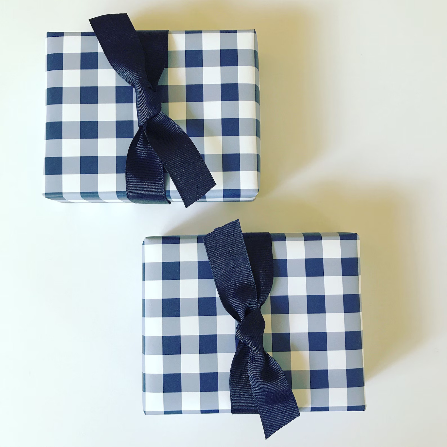 Navy Gingham Wrapping Paper, Classic Holiday Christmas Gift 