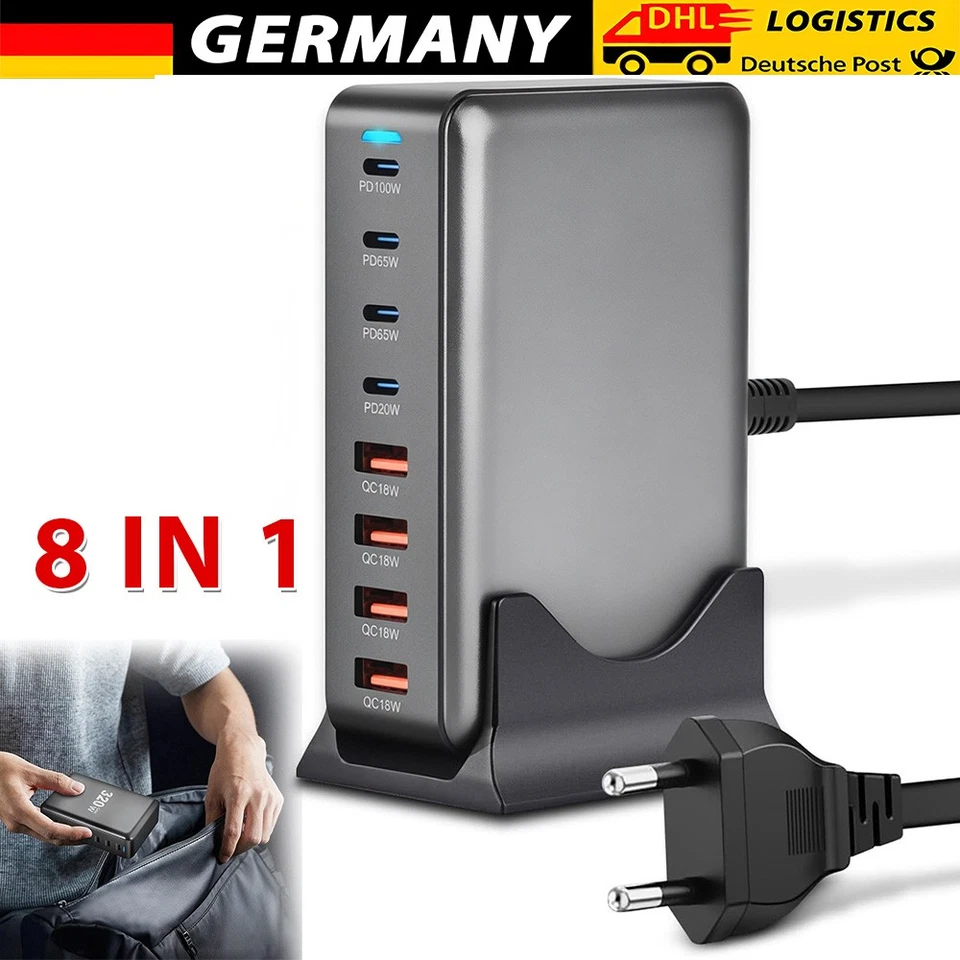 8-Port USB-C Ladegerät Mehrfach 320W GaN Schnellladegerät mit 4 USB-C 4 USB-A - Bild 3 von 4